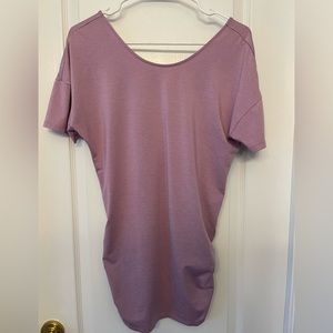 Lucy short sleeve yoga tunic with open back